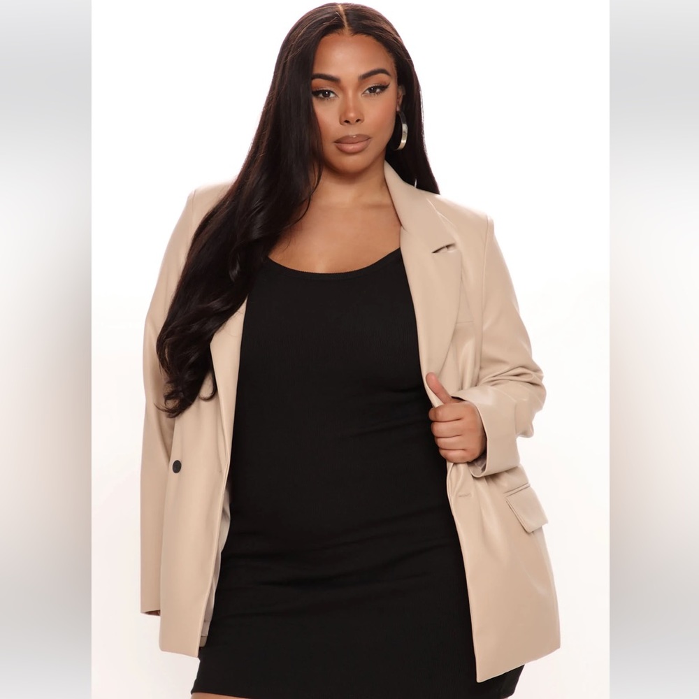 Plus Size Leather Blazer